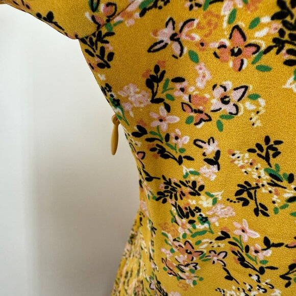 Nanette Lepore Womens Floral Yellow Dress Size 10, 3/4 Sleeve Made In China - Picture 4 of 12